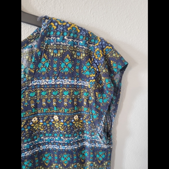 Mossimo Supply Co. Top, Blue and Gold Tribal Tie Front, Small - Picture 5 of 10